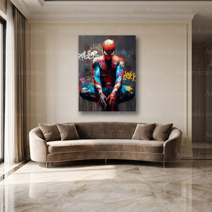 Spider-Man web-slinger urban street art wall decor