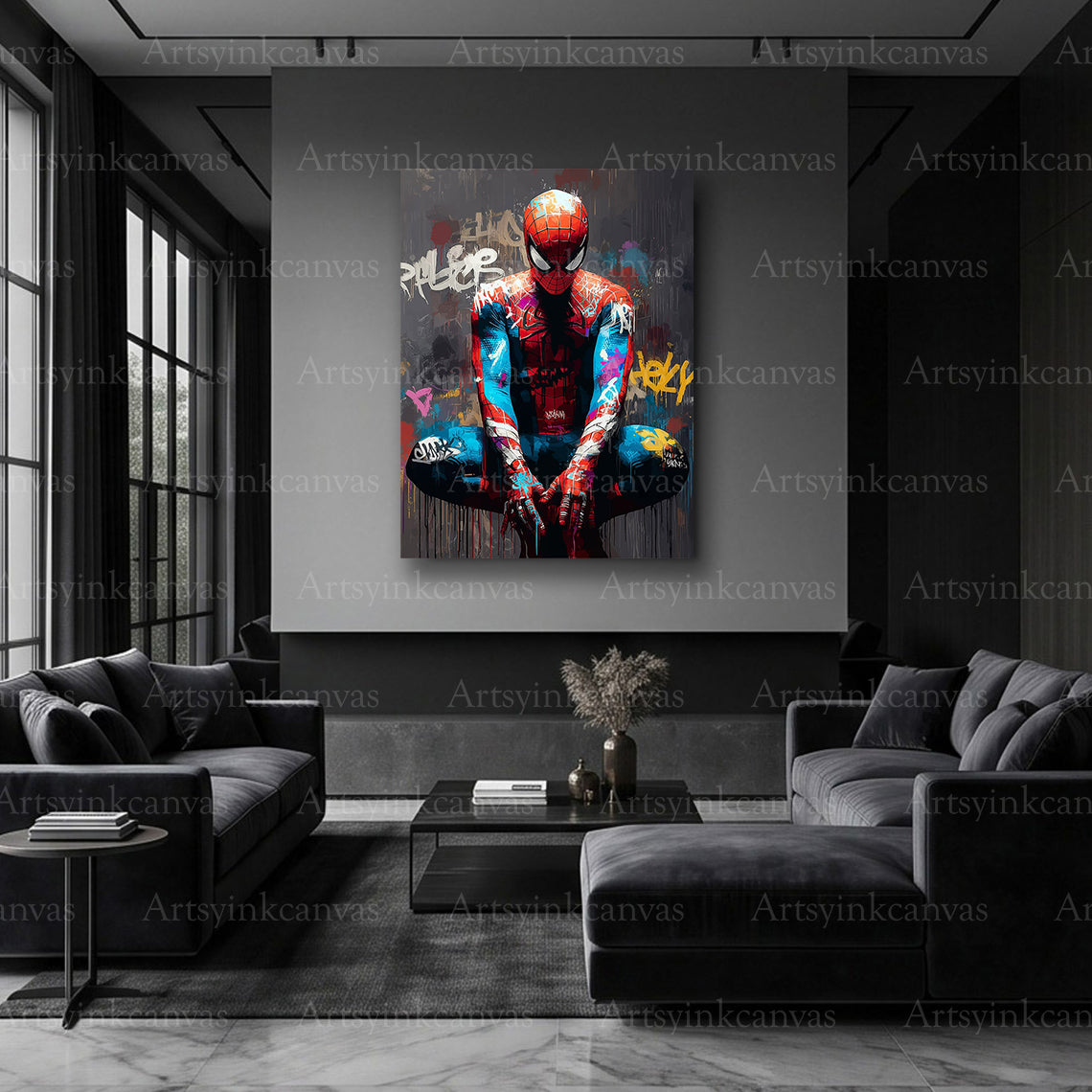 Spider-Man superhero modern graffiti canvas artwork