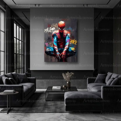 Spider-Man superhero modern graffiti canvas artwork