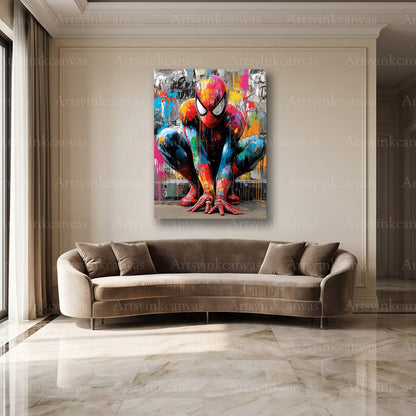 Marvel Spider-Man wall decor with bold urban street-art styling
