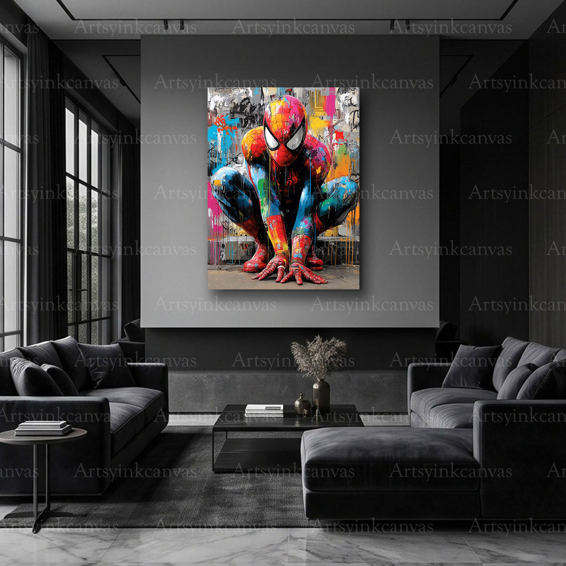 Spider-Man superhero canvas artwork for modern entertainment rooms
