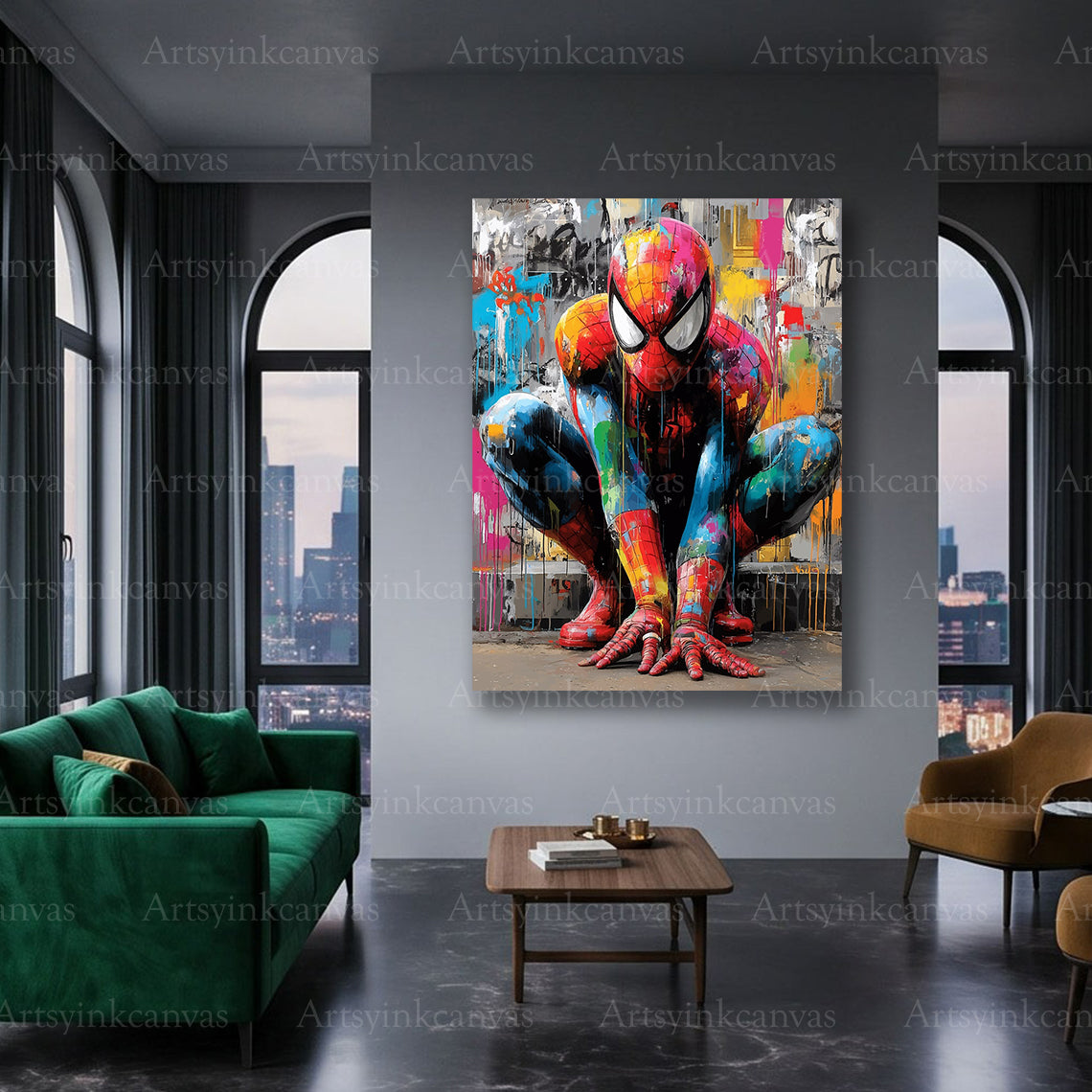 Urban Spider-Man graffiti wall art for bedrooms and gaming spaces