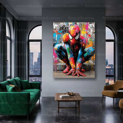 Urban Spider-Man graffiti wall art for bedrooms and gaming spaces
