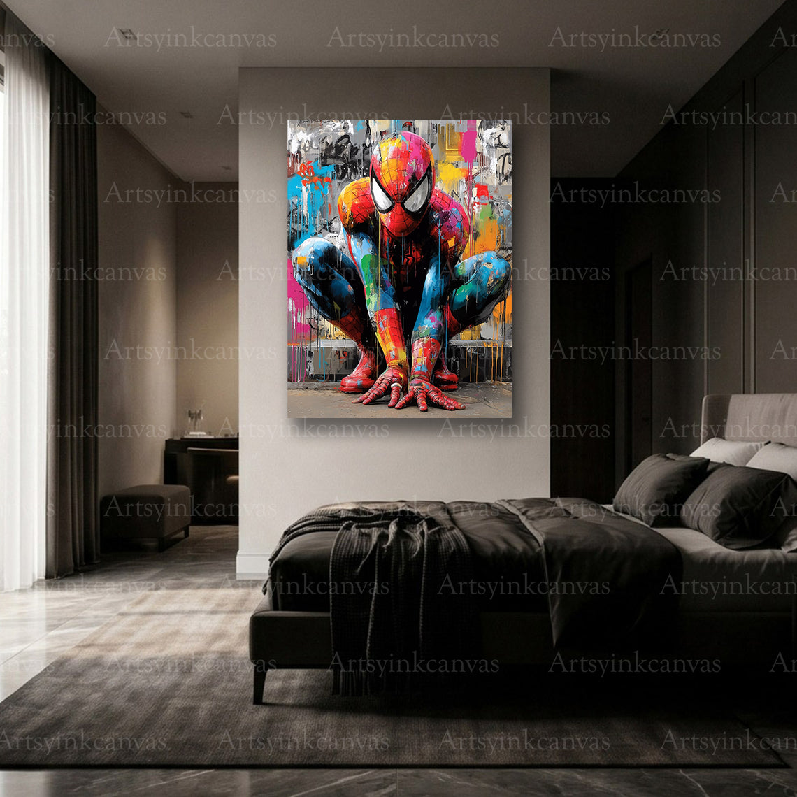 Spider-Man Marvel canvas wall decor with dramatic contemporary design