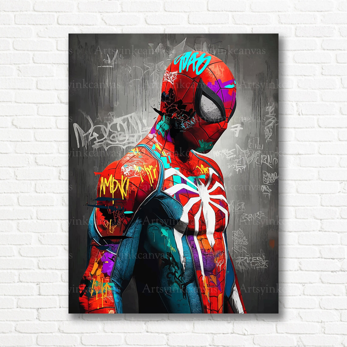 Spider-Man Web Warrior graffiti canvas wall art