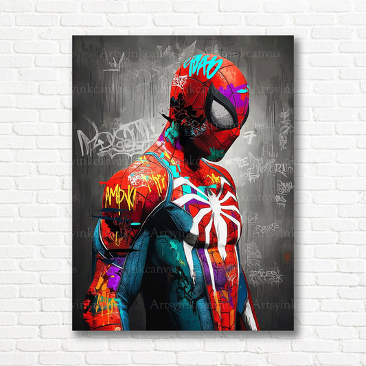 Spider-Man Web Warrior graffiti canvas wall art