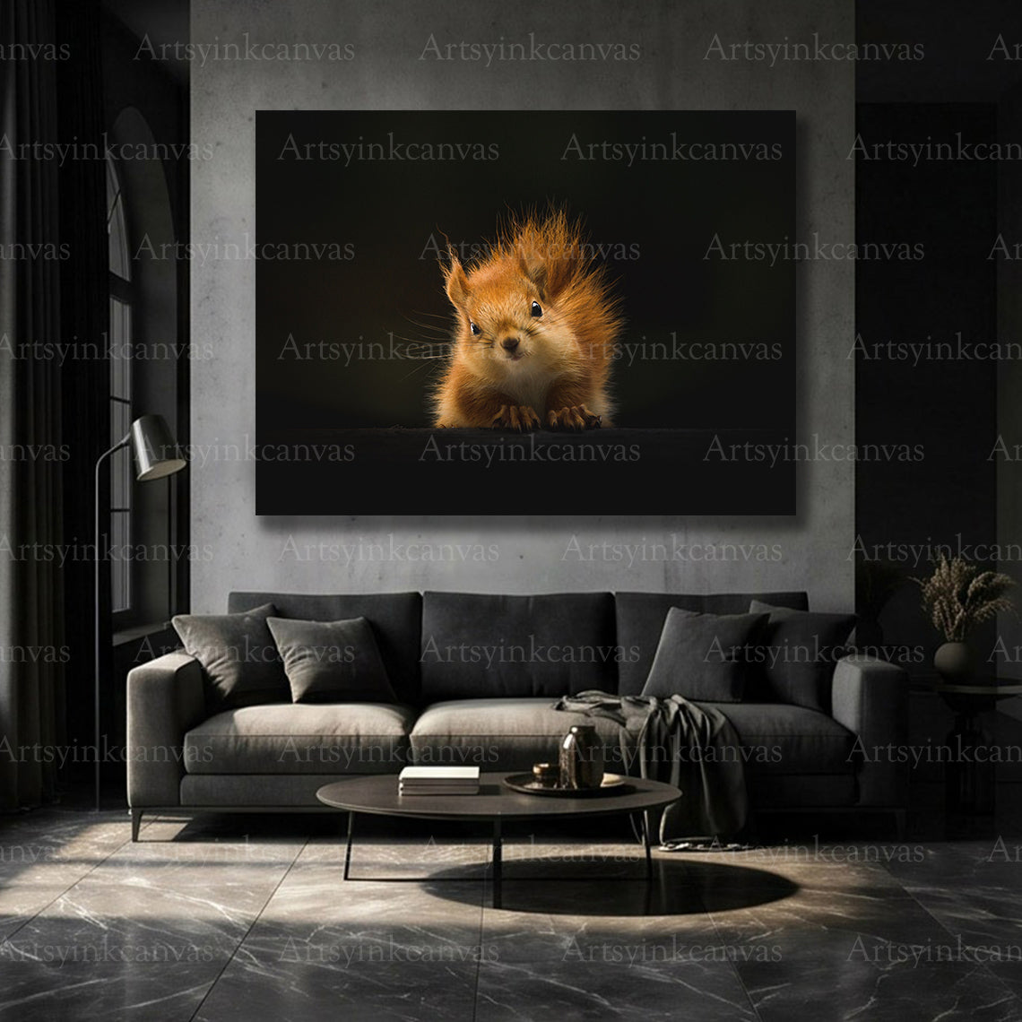 Woodland squirrel canvas home decoration