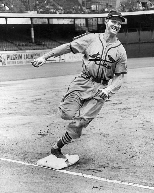 Stan Musial runs the bases black and white canvas wall art