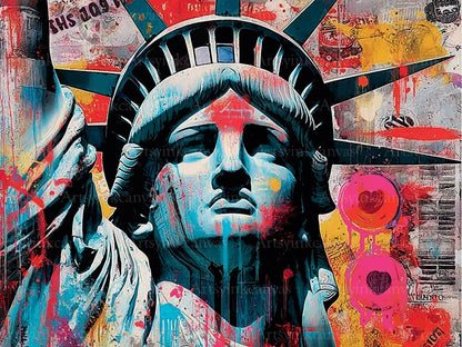 Statue of Liberty Spray Heart graffiti canvas wall art