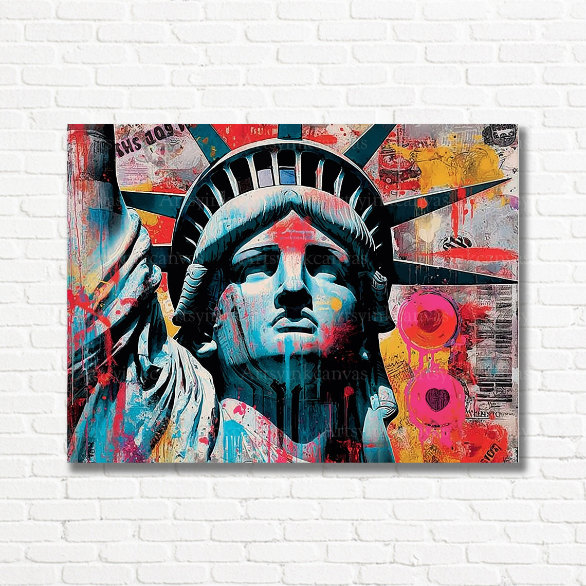 Statue of Liberty New York graffiti canvas print