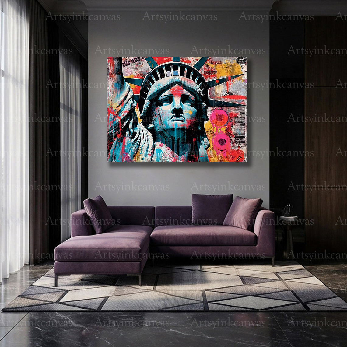 Statue of Liberty urban pop art canvas