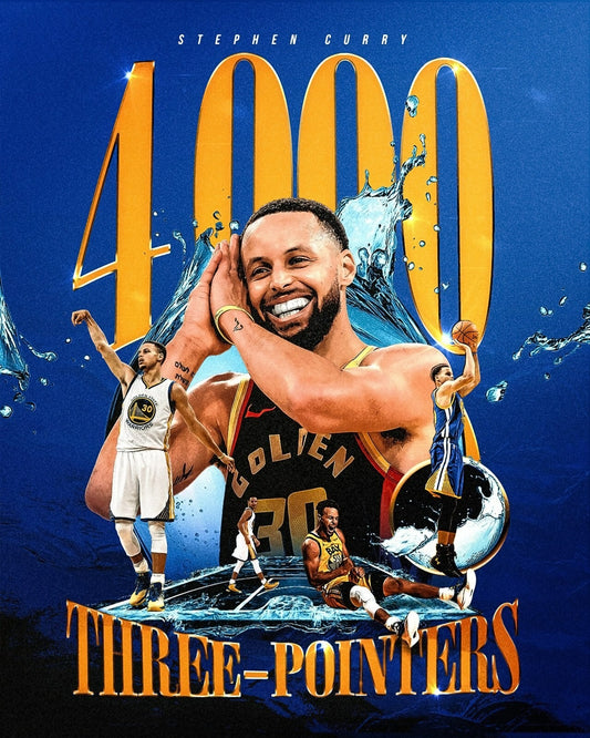 Stephen Curry 4000 career three-pointers canvas wall art