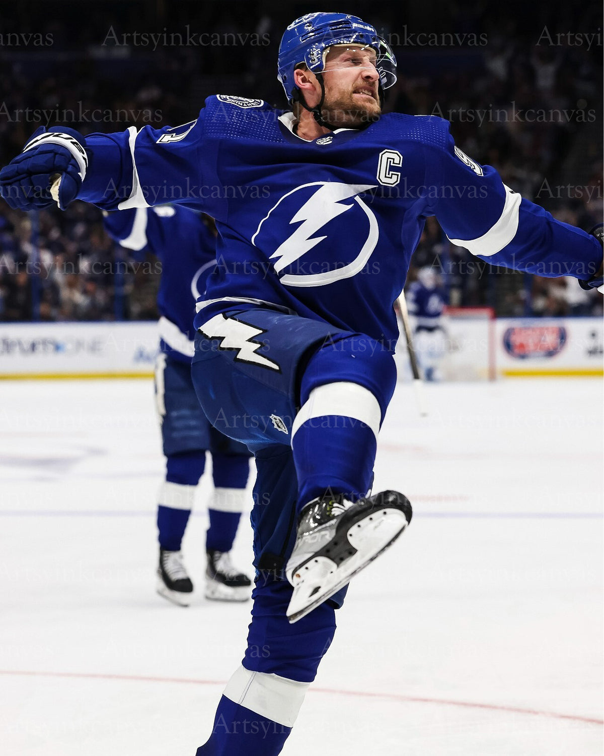 Steve Stamkos playoff goal celly Tampa Bay Lightning canvas wall art