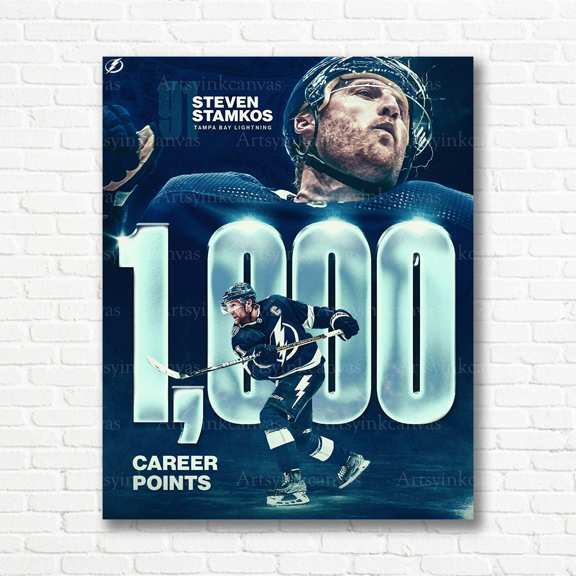 Steven Stamkos 1000 NHL points Lightning canvas print