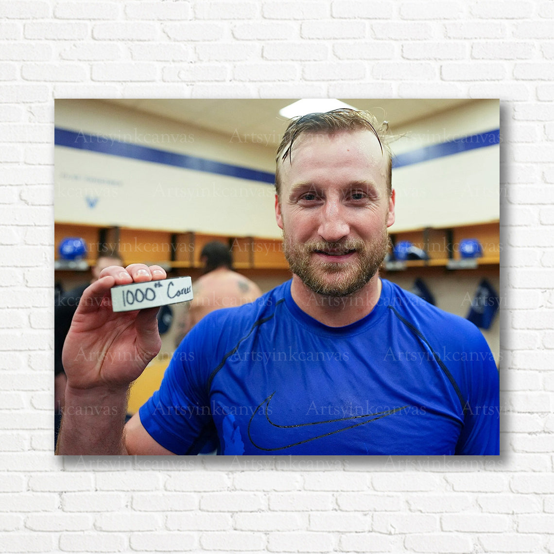Steven Stamkos 1000 points commemorative puck canvas print