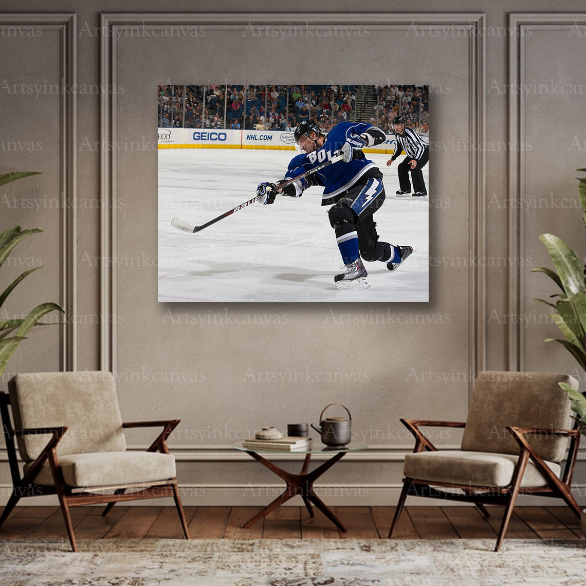 Steven Stamkos powerful slapshot collector canvas art