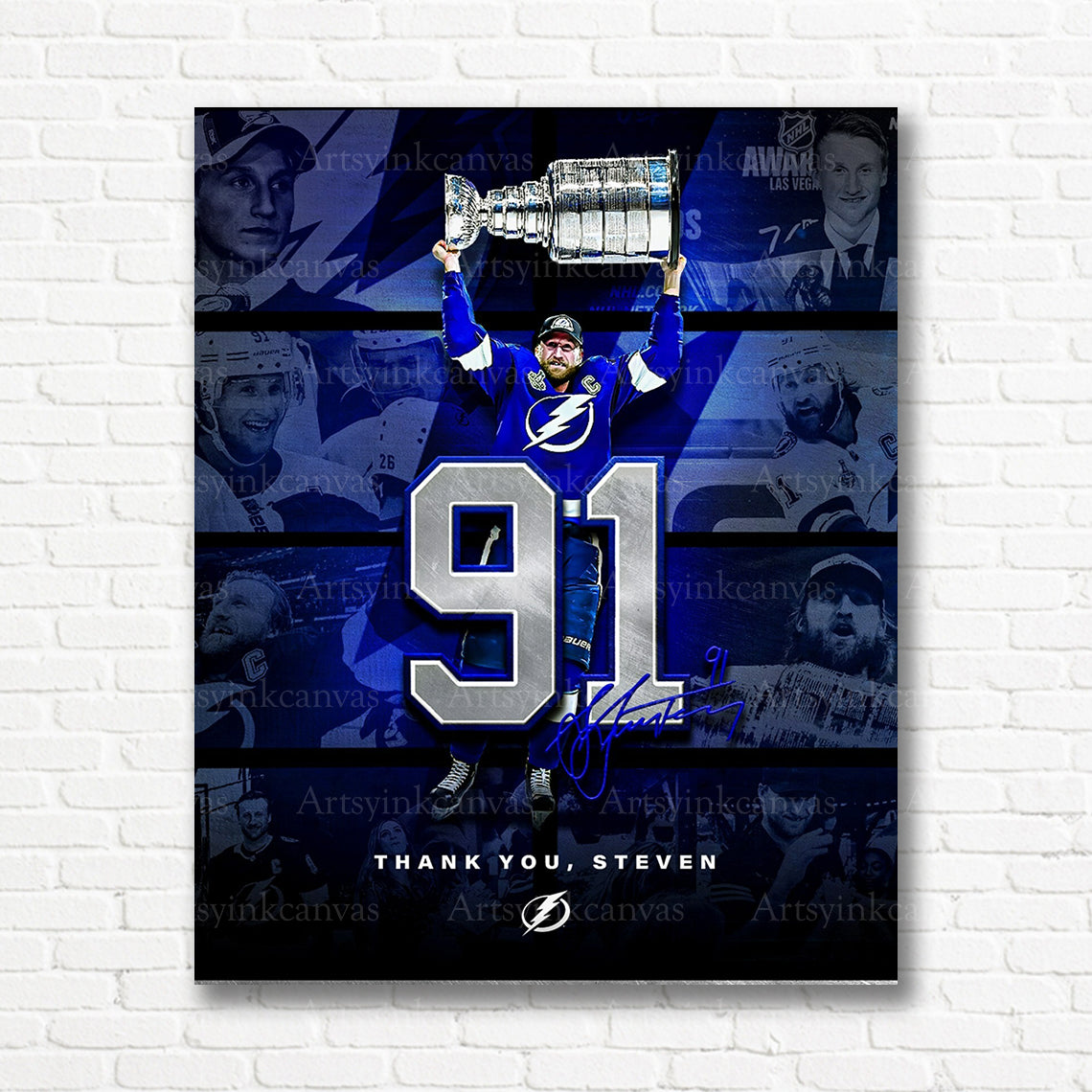 Steven Stamkos Lightning tribute collage canvas print