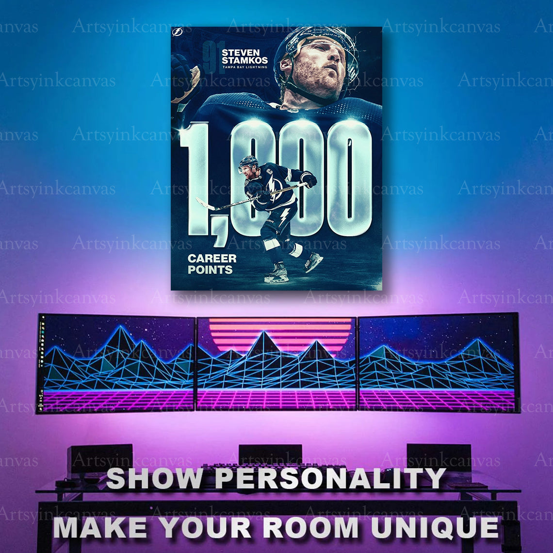 Steven Stamkos career milestone hockey collage artwork