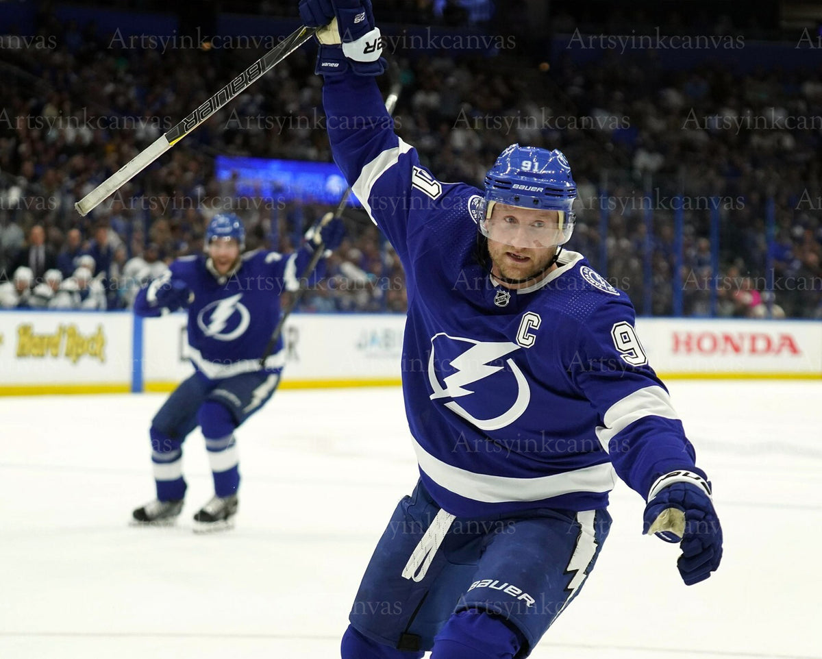 Steven Stamkos goal celebration Tampa Bay Lightning canvas wall art