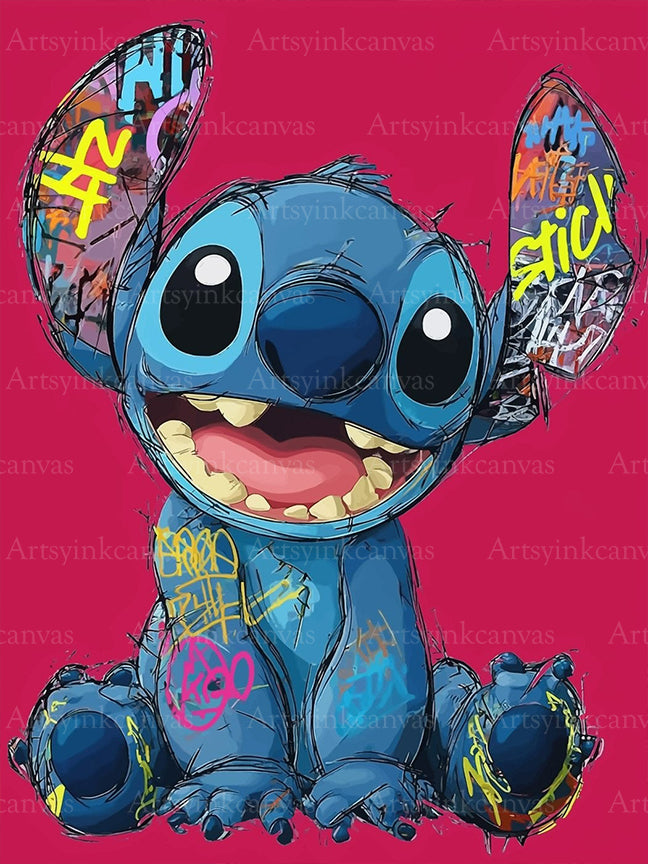 Stitch graffiti canvas wall art