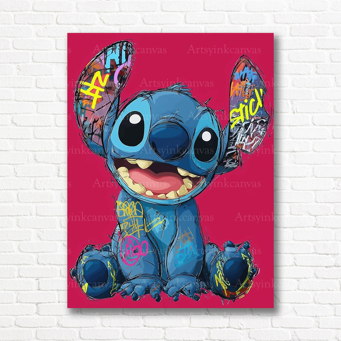 Stitch inspired graffiti wall decor