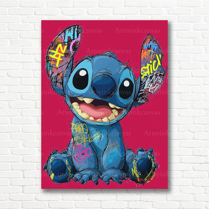 Stitch inspired graffiti wall decor