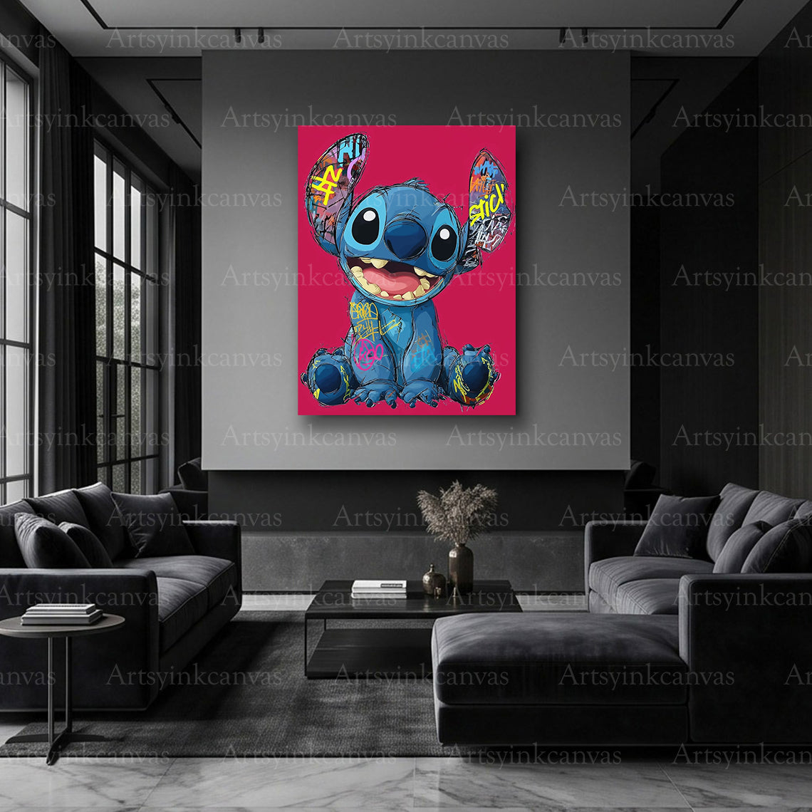 Stitch character graffiti artwork