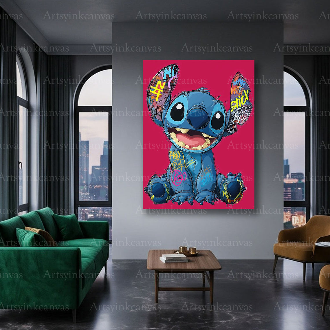Cute Stitch inspired canvas wall decor