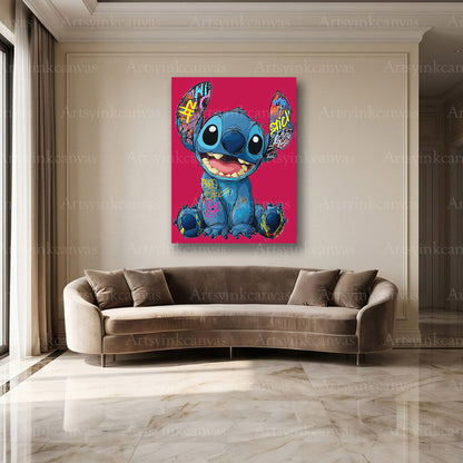 Stitch colorful street art canvas