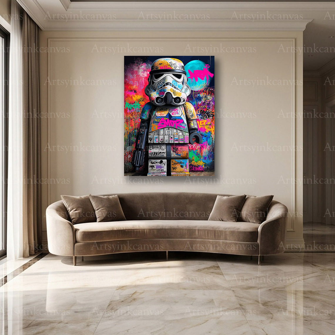 Stormtrooper helmet urban wall decor