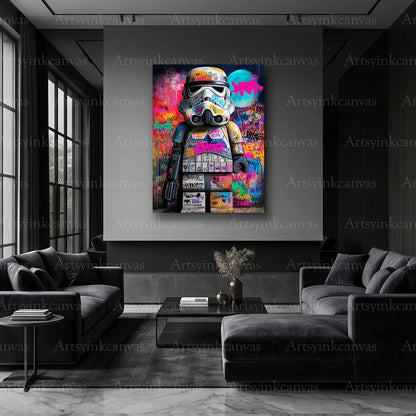 Stormtrooper helmet urban wall decor