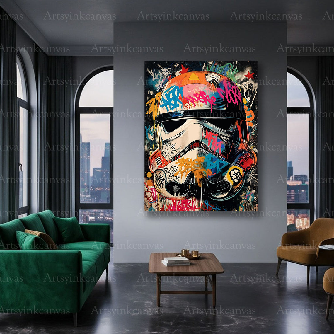 Sci fi inspired helmet canvas wall decor