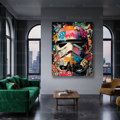Sci fi inspired helmet canvas wall decor