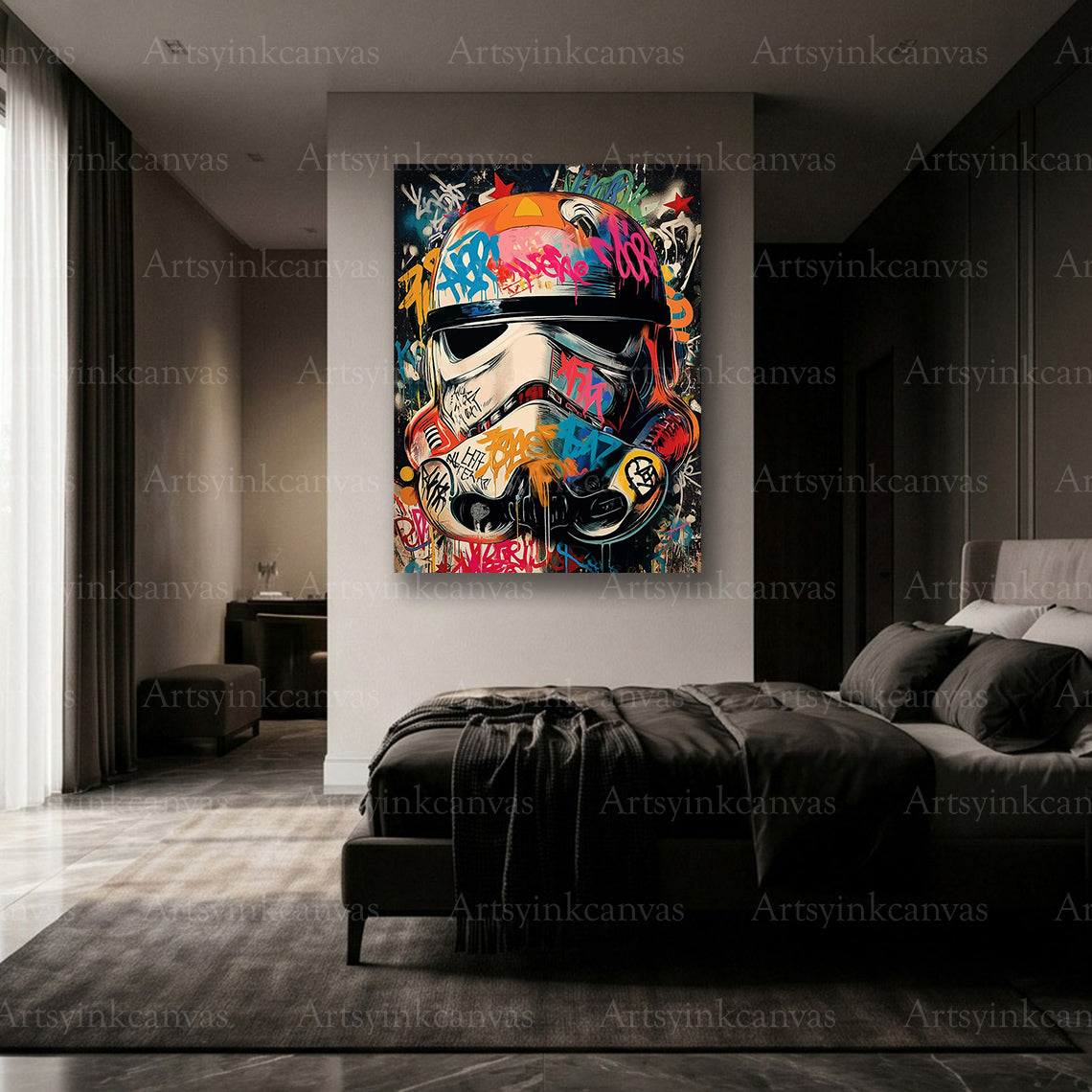 Premium Stormtrooper helmet graffiti canvas Made in USA