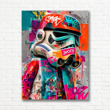 Stormtrooper Lego inspired graffiti wall decor