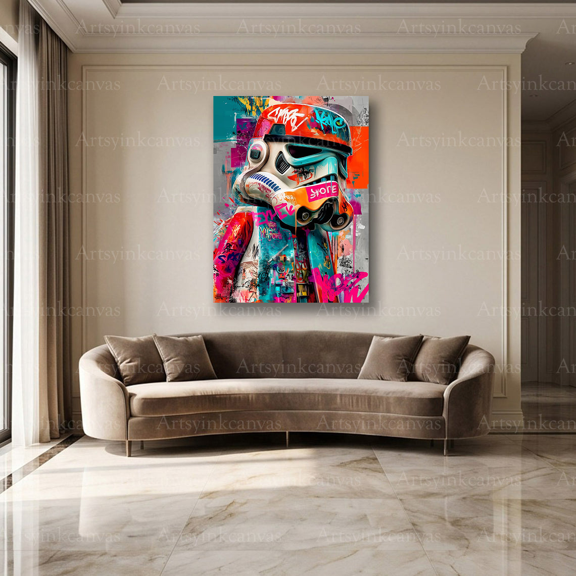 Stormtrooper brick style colorful graffiti canvas
