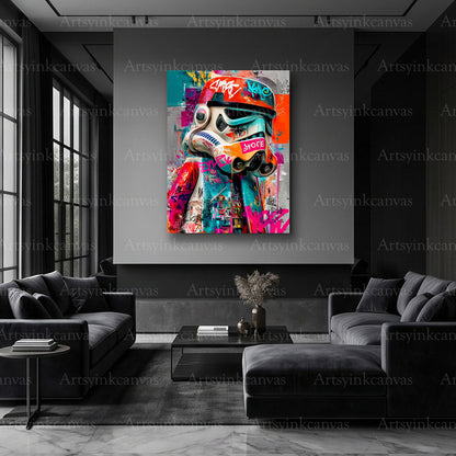 Sci fi Stormtrooper graffiti inspired wall artwork