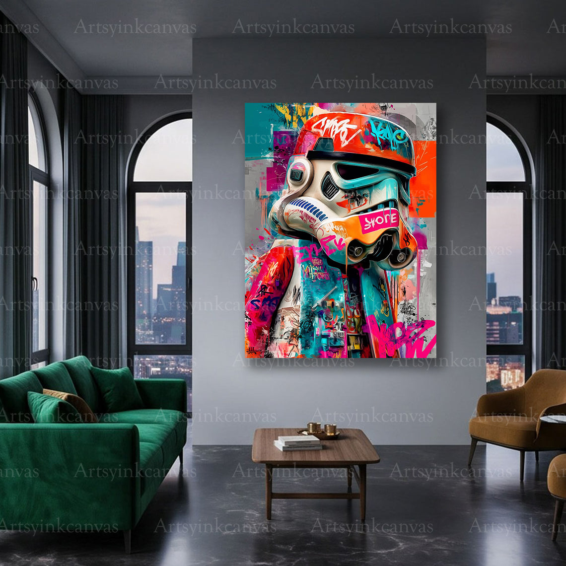 Stormtrooper character brick art canvas wall decor