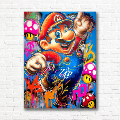 Super Mario inspired graffiti wall decor