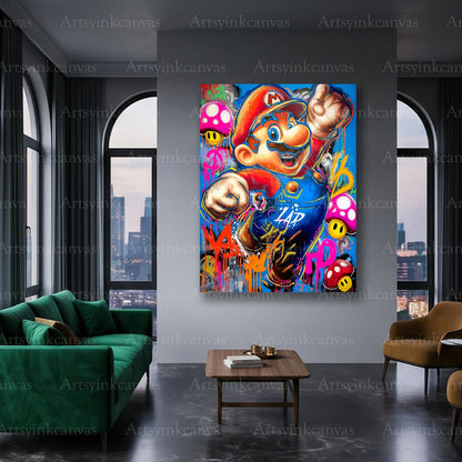 Colorful Super Mario gaming wall art