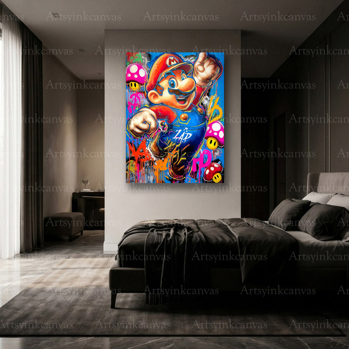 Premium Super Mario graffiti canvas Made in USA