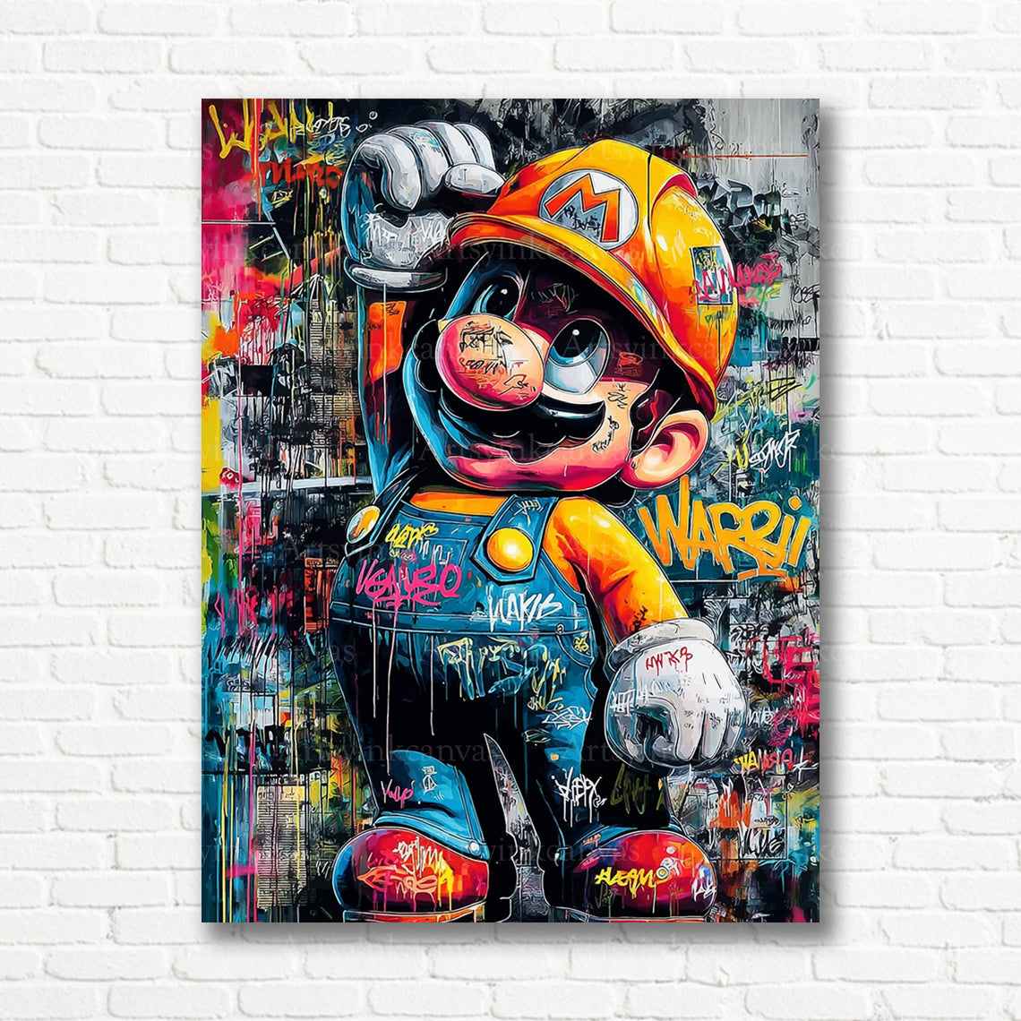 Super Mario colorful gaming graffiti canvas print