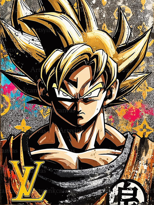 Super Saiyan Goku graffiti canvas wall art