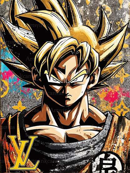 Super Saiyan Goku graffiti canvas wall art