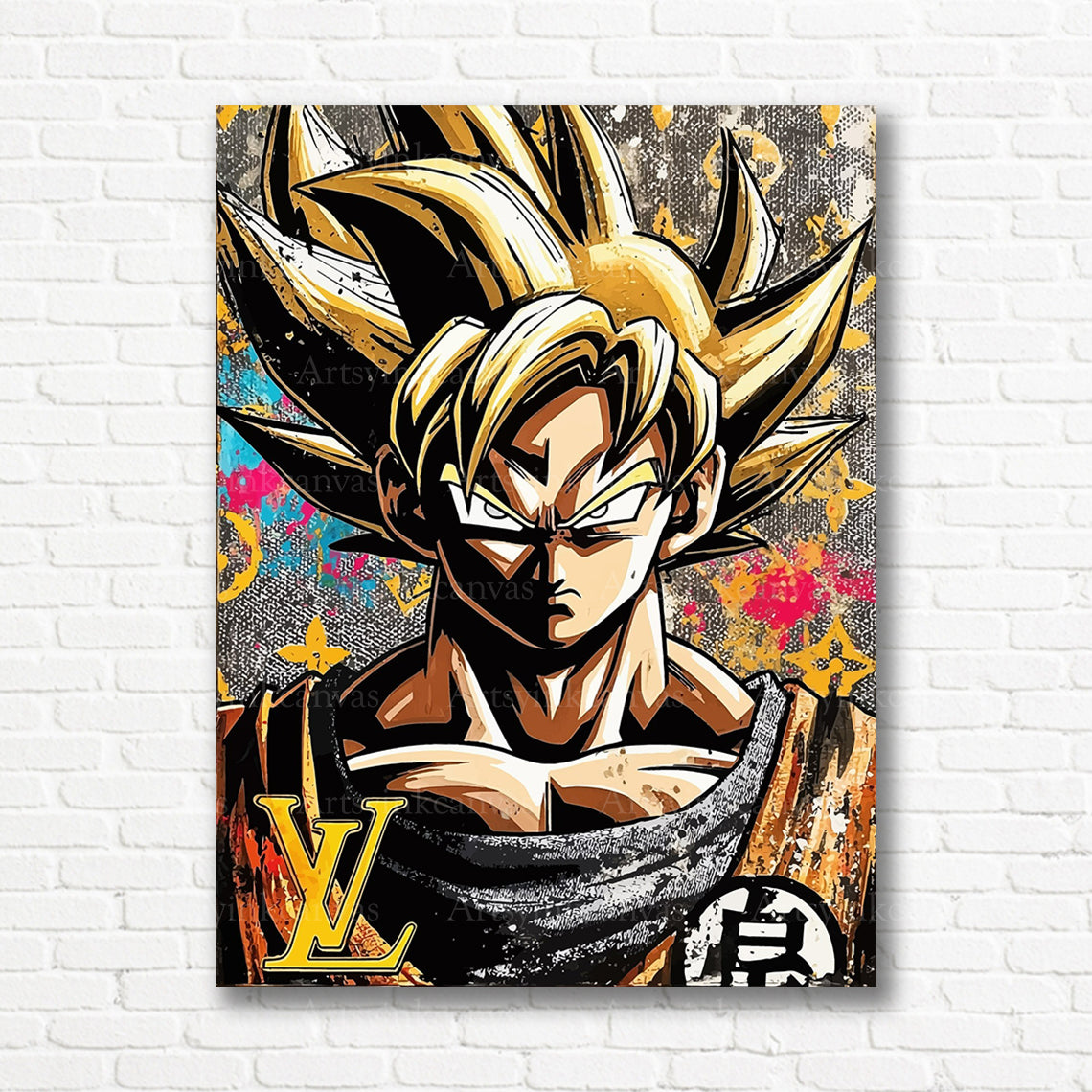 Super Saiyan Goku inspired graffiti wall decor