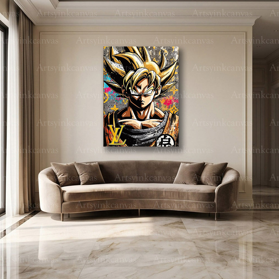 Goku Super Saiyan colorful street art canvas