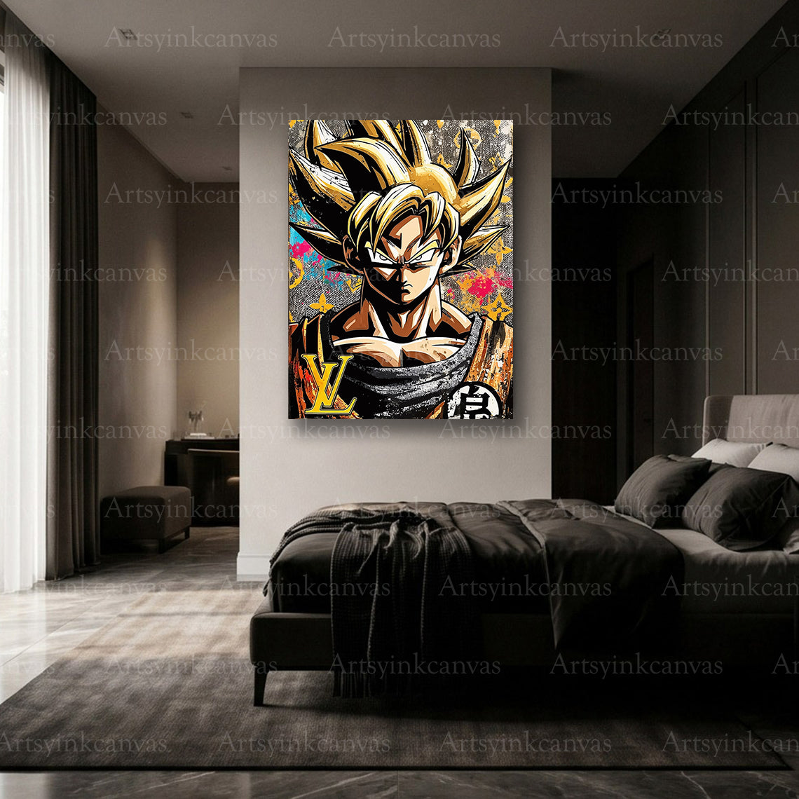 Premium Super Saiyan Goku graffiti canvas Made in USA