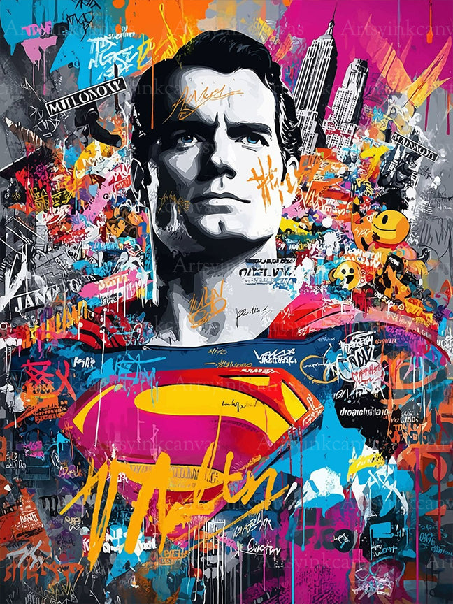 Superman Heroic Legacy graffiti canvas wall art