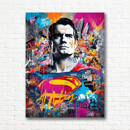 Superman superhero graffiti canvas print