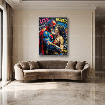 Superman and Wonder Woman DC wall decor